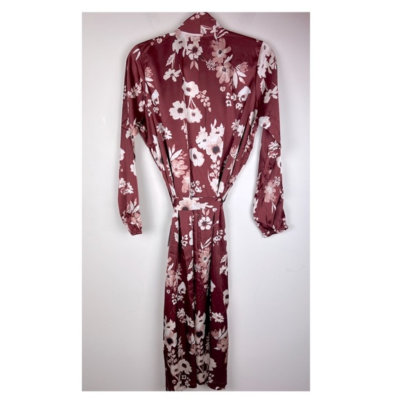 Joyfolie Boho Romantic Cottagecore Chic Satin Pomona Duster Robe Rust Floral XXS - Picture 5 of 13